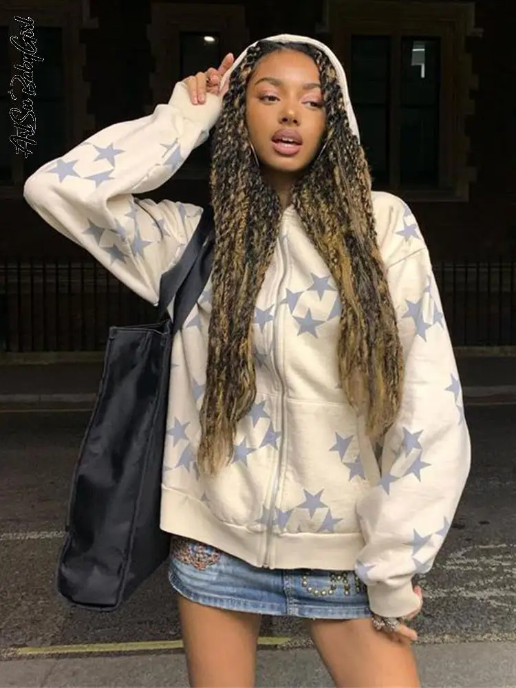 Y2K Hoodie Zip Up Top Long Sleeve Sweatshirts Women Star Print Oversized Hoodie Autumn Winter Female Streetwear Y2K Jacket
Y2K Hoodie Zip Up Top Long Sleeve Sweatshirts Women Star Print Oversized Hoodie Autumn Winter Female Streetwear Y2K Jacket