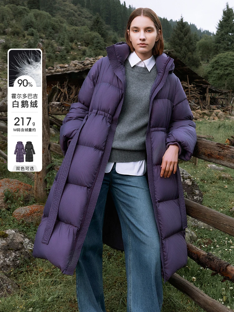 

Women's Lightweight Padded Quilted Jacket Winter Long Puffer Clothes Goose Down Fleeced Clothing Anti Cold Warmth Coats Purple