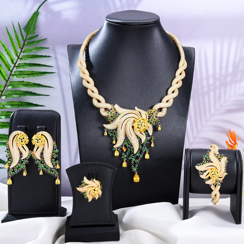 GODKI 4PCS Luxury African Jewelry Set For Women Wedding Bridesmaid Jewelry Sets Necklace Earring Bracelet Ring Party Sets
GODKI 4PCS Luxury African Jewelry Set For Women Wedding Bridesmaid Jewelry Sets Necklace Earring Bracelet Ring Party Sets