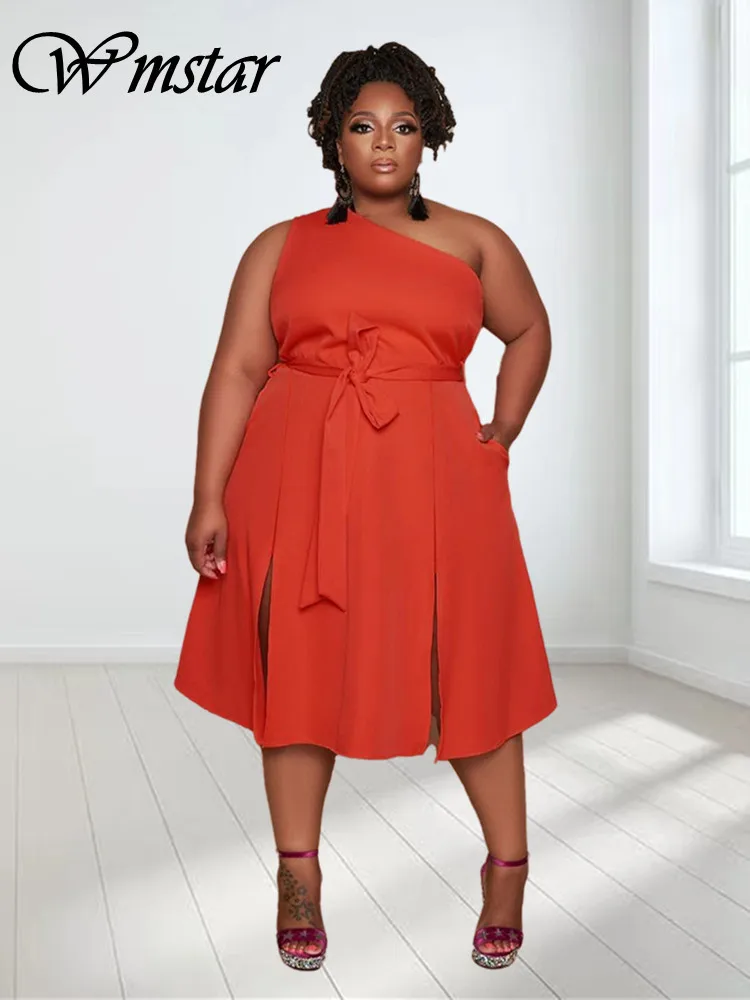 Wmstar Plus Size Dresses for Women Single Sleeve Solid Sweet Elegant Maxi Dress New Summer Clothes Wholesale Dropshipping 2023 
Wmstar Plus Size Dresses for Women Single Sleeve Solid Sweet Elegant Maxi Dress New Summer Clothes Wholesale Dropshipping 2023