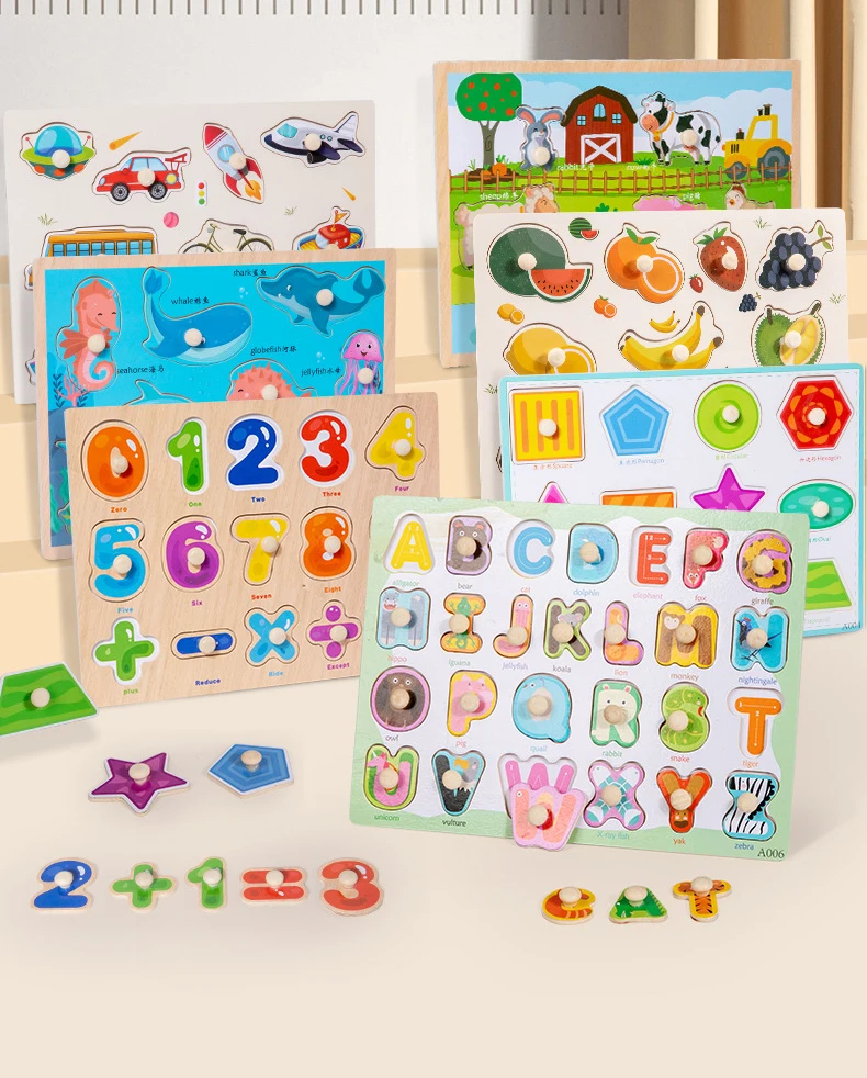 Montessori Wooden Puzzles Hand Grab Boards Toys Tangram Jigsaw Baby Educational Toys Cartoon Vehicle Animals Fruits 3D Puzzles Montessori Wooden Puzzles Hand Grab Boards Toys Tangram Jigsaw Baby Educational Toys Cartoon Vehicle Animals Fruits 3D Puzzles