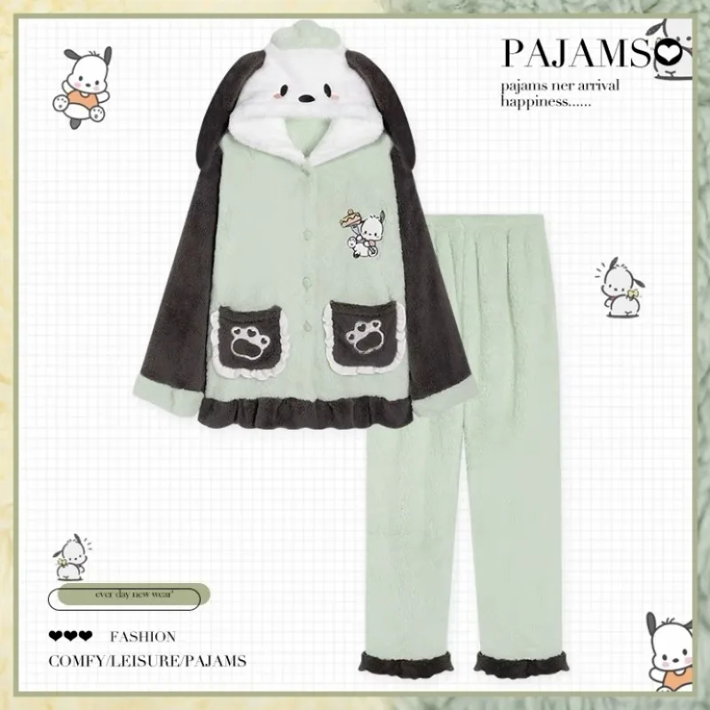 Sanrios Pochacco Sleepwear Women's Winter Coral Plush Plush Thickened Cute Autumn and Winter Set
Sanrios Pochacco Sleepwear Women's Winter Coral Plush Plush Thickened Cute Autumn and Winter Set
