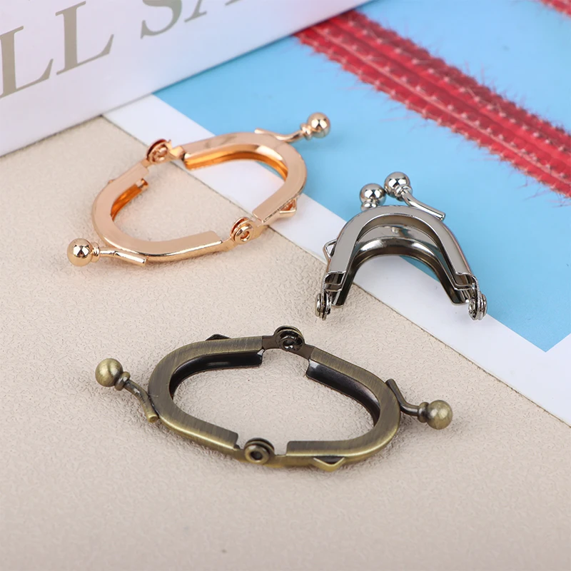 

Tiny Round Kiss Lock Clasp Purse Frame With Outter Loops Glue-In Kiss Lock Frame DIY Bag Making Accessories