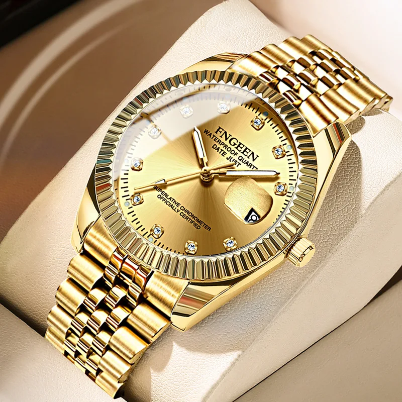FNGEEN Fashion Gold Quartz Watch for Men Stainless Steel Waterproof Sports Date Mens Watches Top Brand Luxury Relogio Masculino
FNGEEN Fashion Gold Quartz Watch for Men Stainless Steel Waterproof Sports Date Mens Watches Top Brand Luxury Relogio Masculino
