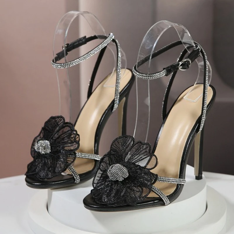 Luxury Rhinestone Flower High Quality Shoes Sexy Open Toe Ankle Strap Large Size Women Sandal Elegant Design Buckle Wedding Shoe 30 Sa1b6370c27f54fc28956c4ebcca49180l