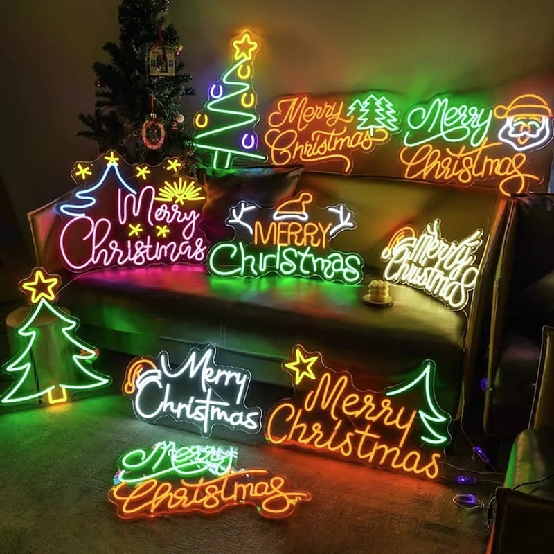 

Merry Christmas Trees Custom Neon Sign Manufacturer Make 12V Acrylic Led Light Holiday Event Party Shop Decor Sign