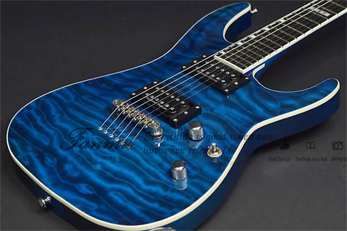 

Classic Electric Guitar, Blue Guitar,Quilted Maple top, Ebony fingerboard,Maple Neck Through Mahogany Body, Fixed Bridge,