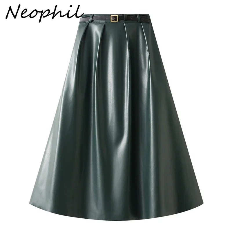 Neophil 2023 Winter Women Latex Buckle Long Skirts With Belt Thick Elegant Pu Leather Female Pleated A-Line Flare Skirt S23106
Neophil 2023 Winter Women Latex Buckle Long Skirts With Belt Thick Elegant Pu Leather Female Pleated A-Line Flare Skirt S23106
