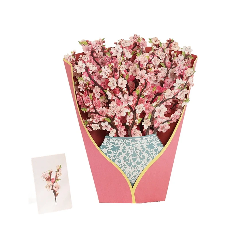 

Paper -Up Cards, Cherry Blossoms, Life Sized Forever Flower Bouquet 3D Popup Greeting Cards, Birthday Gift Cards Easy Install