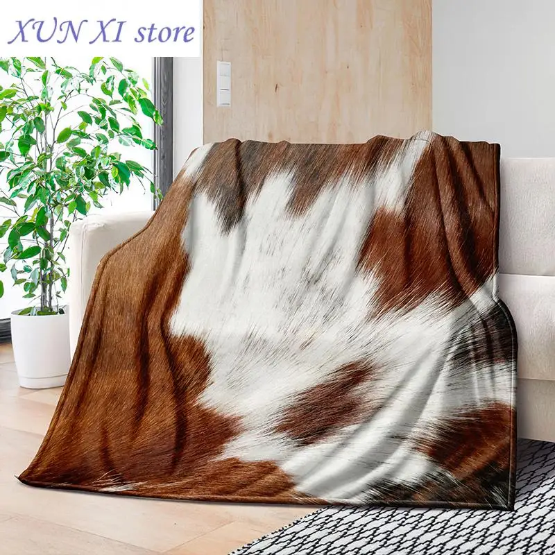 

New 1pc Brown Cow Print Blanket Fleece Super Soft Bed Blanket For Boys And Girls, Fuzzy Throw Blanket, Home Decor