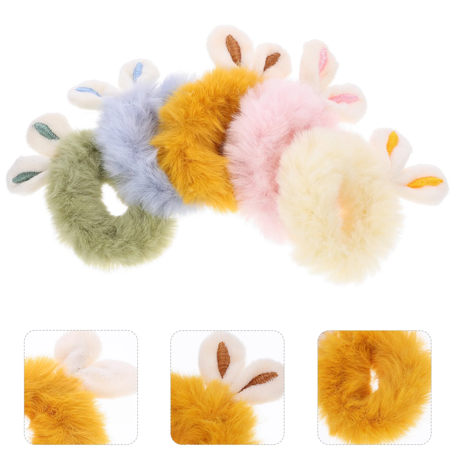 

10 Pcs Elastic Bunny Ear Scrunchie Miss Hair Accessories Plush Scrunchy Ponytail Holder