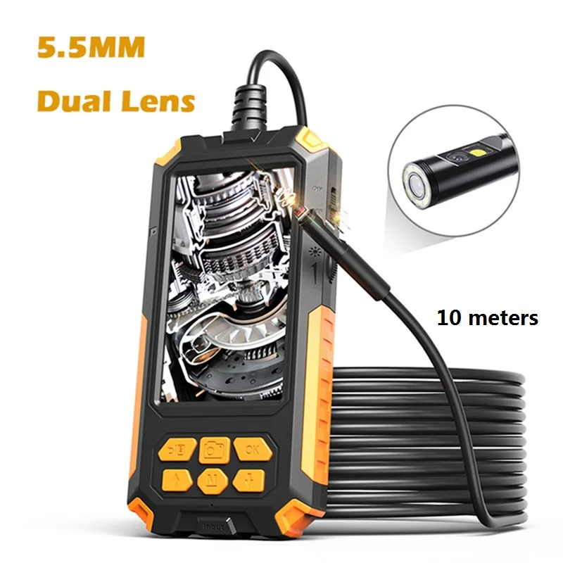 

5.5mm/8mm Dual Lens Industrial Endoscope 1080P 4.3 " IPS LCD Digital Inspection Camera With 9 LED For Car Sewer Checking