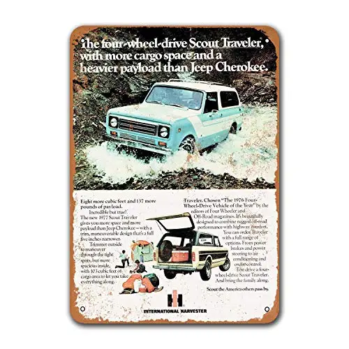 1977 International Scout Traveler Vintage Car Tin Signs, Metal Plaques Poster Pub Bar Retro Wall Decor 8x12 inch
1977 International Scout Traveler Vintage Car Tin Signs, Metal Plaques Poster Pub Bar Retro Wall Decor 8x12 inch