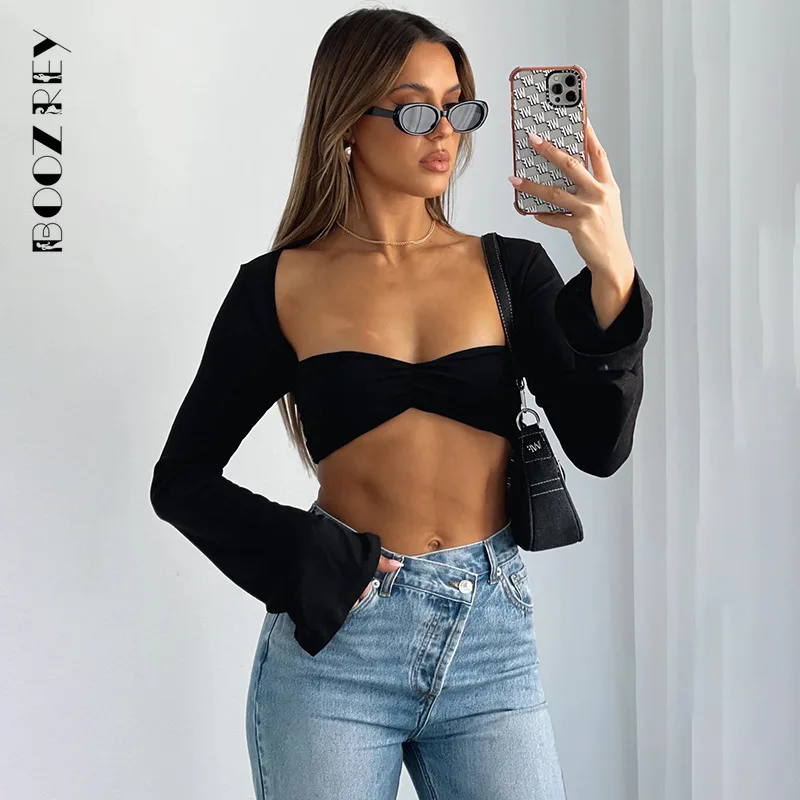 BoozRey Sexy Solid Low-cut Off-Shoulder Top Shirt for Women 2023 Summer New Long Sleeve See-Through Navel Exposed Basic Tops
BoozRey Sexy Solid Low-cut Off-Shoulder Top Shirt for Women 2023 Summer New Long Sleeve See-Through Navel Exposed Basic Tops