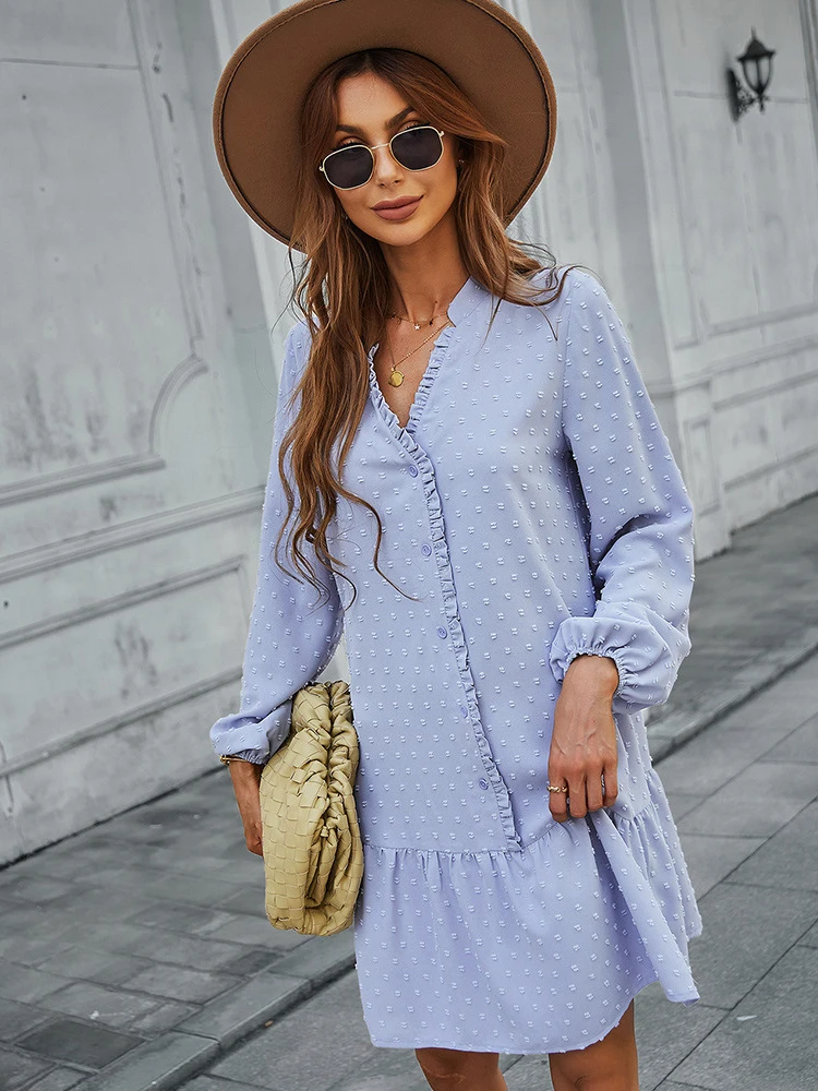 Polka Dot Ruffled Dress Summer Elegant Long Sleeve VNeck Casual Mini Dresses for Women Solid Streetwear Holiday Sundress Vestido
Polka Dot Ruffled Dress Summer Elegant Long Sleeve VNeck Casual Mini Dresses for Women Solid Streetwear Holiday Sundress Vestido