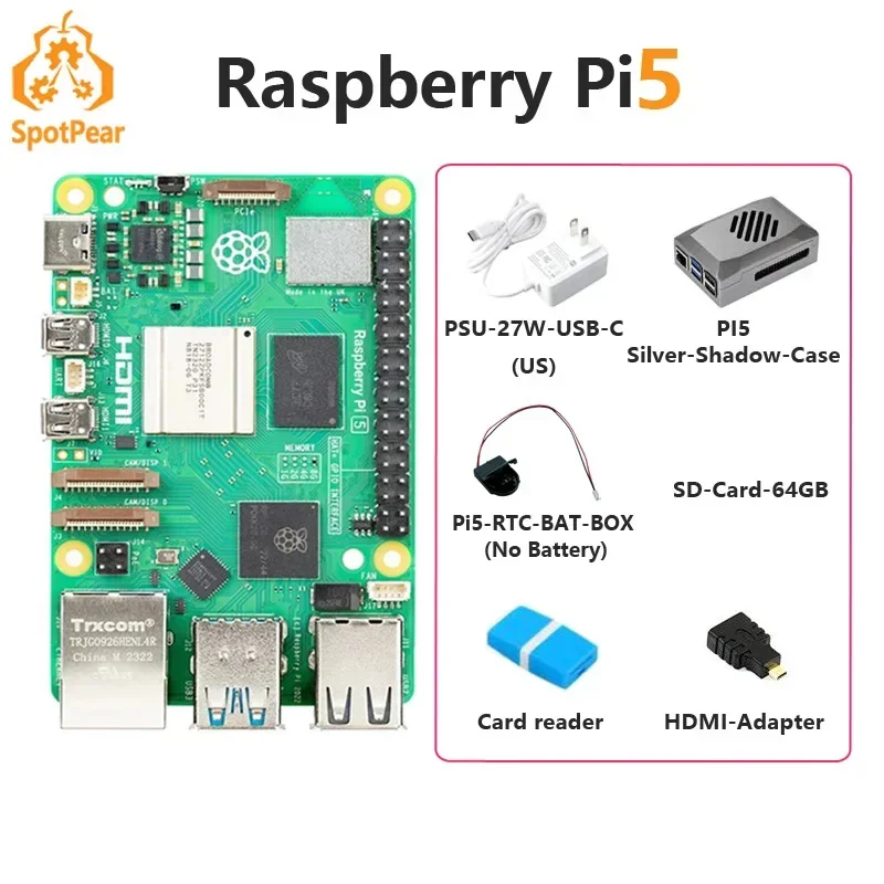Raspberry Pi 5 Board официальный оригинальный комплект модели Pi5 4 ГБ/8 ГБ ОЗУ опция
Raspberry Pi 5 Board официальный оригинальный комплект модели Pi5 4 ГБ/8 ГБ ОЗУ опция