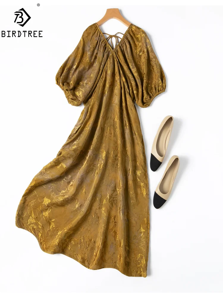 BirdTree, Watered Gauze Silk Elegant Dress, Women Short Sleeve Plant Dyeing, Retro Fashion Dresses, 2024 Summer Autumn D47450QM
BirdTree, Watered Gauze Silk Elegant Dress, Women Short Sleeve Plant Dyeing, Retro Fashion Dresses, 2024 Summer Autumn D47450QM