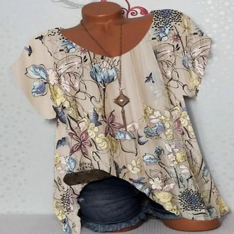 Plus Size Women Casual Short Sleeve Scoop Neck Floral Printed Tops
Plus Size Women Casual Short Sleeve Scoop Neck Floral Printed Tops