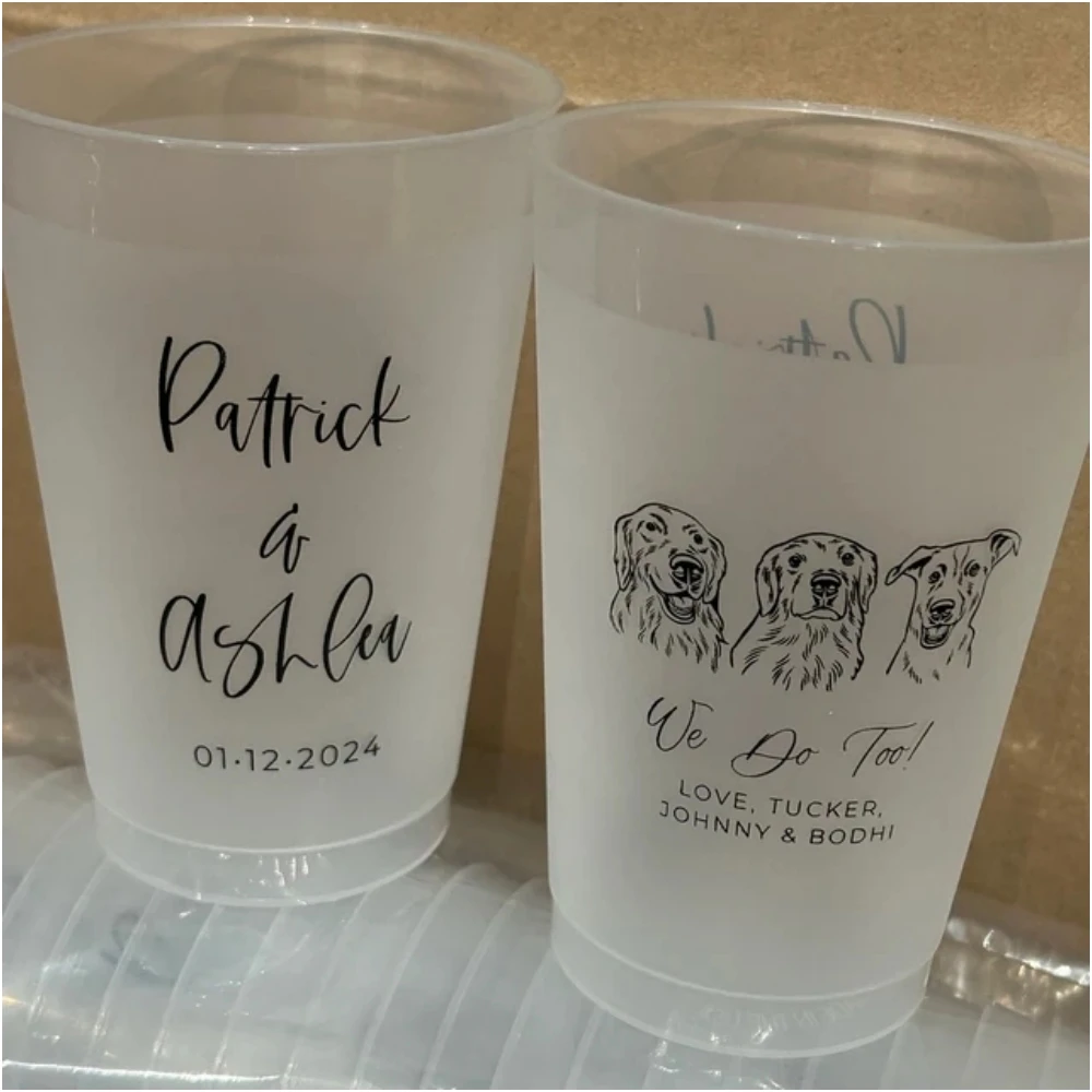 

Customized Pet Frosted Shatterproof Frost-Flex Cups, Personalized Animal Wedding Favor Cups, Dog Wedding Special Event Favors