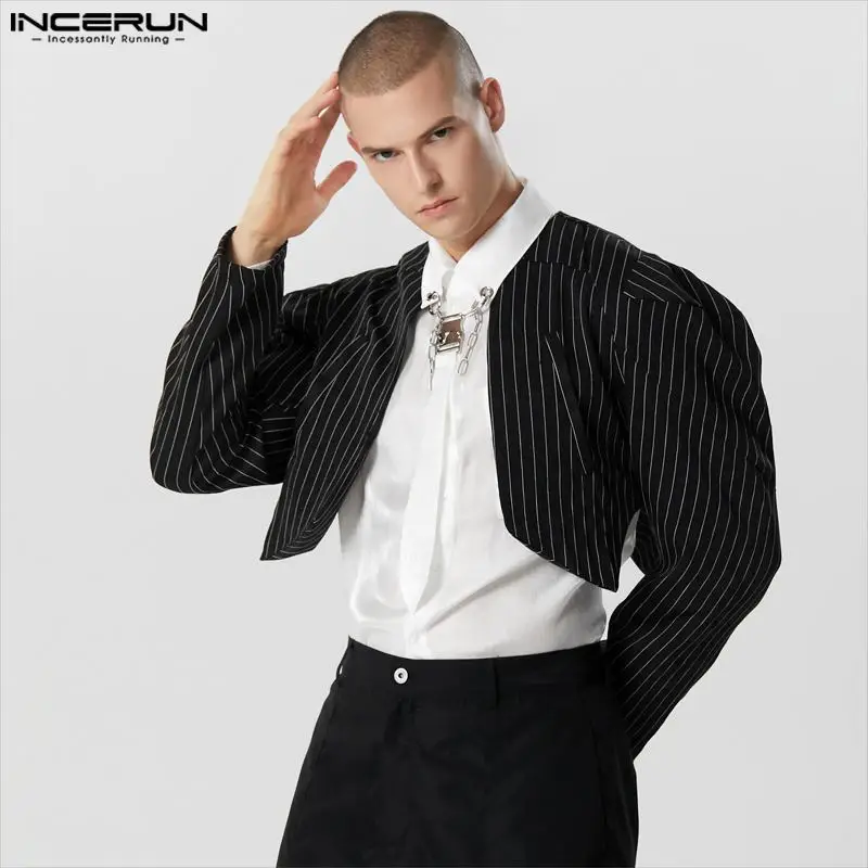 INCERUN Men Striped Blazer Long Sleeve Open Stitch Streetwear Casual Irregular Suits Men 2023 Personality Fashion Crop Coats
INCERUN Men Striped Blazer Long Sleeve Open Stitch Streetwear Casual Irregular Suits Men 2023 Personality Fashion Crop Coats