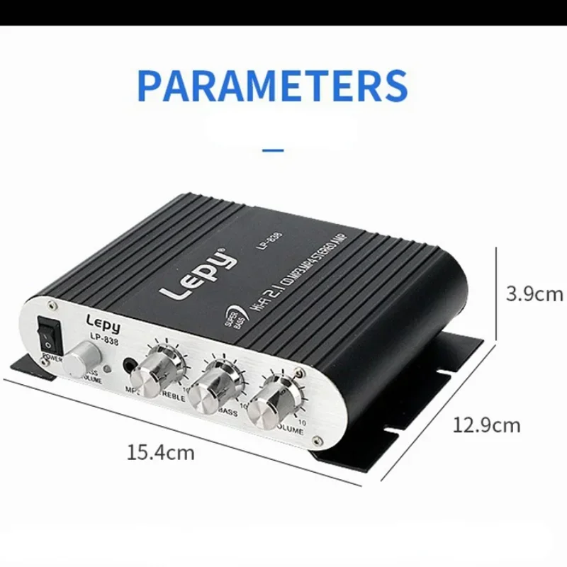 

LP-838 Mini Audio HiFi Bluetooth Compatible Power Class D Amplifier Tpa3116 Digital Amp 50W*2 Home Audio Car