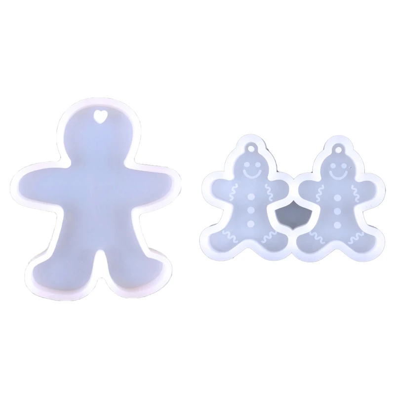 

2024 New Epoxy Keychain Mold Gingerbread Man Earring Combination Ornament Mold Resin Casting Pendant Mold Suitable for Diy