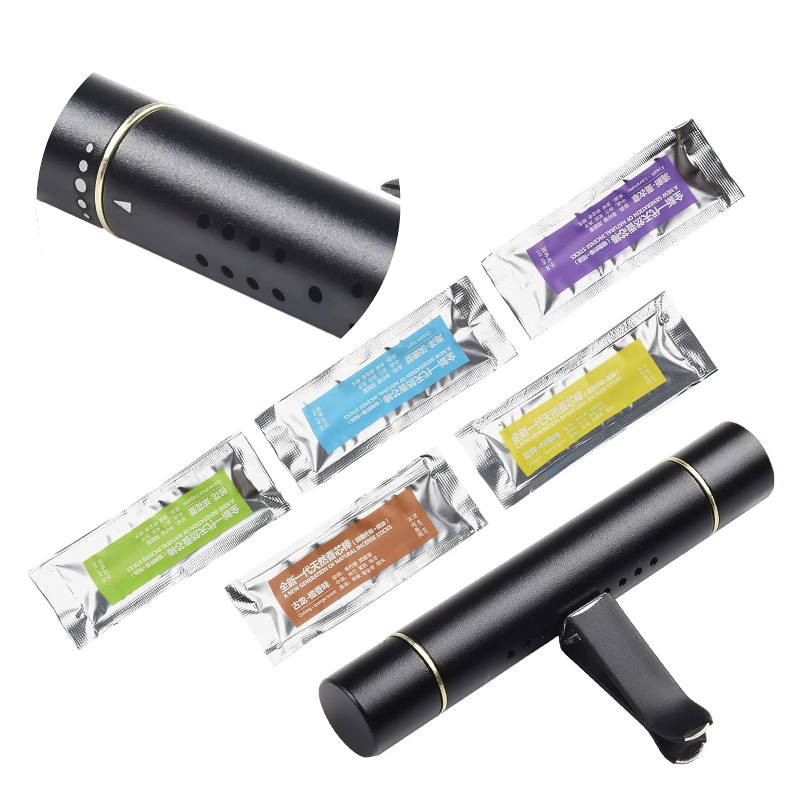Car Outlet fragrance clip Freshener Air Conditioner Vent Perfume Diffuser With 5 Aroma Sticks Black Aluminum alloy
Car Outlet fragrance clip Freshener Air Conditioner Vent Perfume Diffuser With 5 Aroma Sticks Black Aluminum alloy
