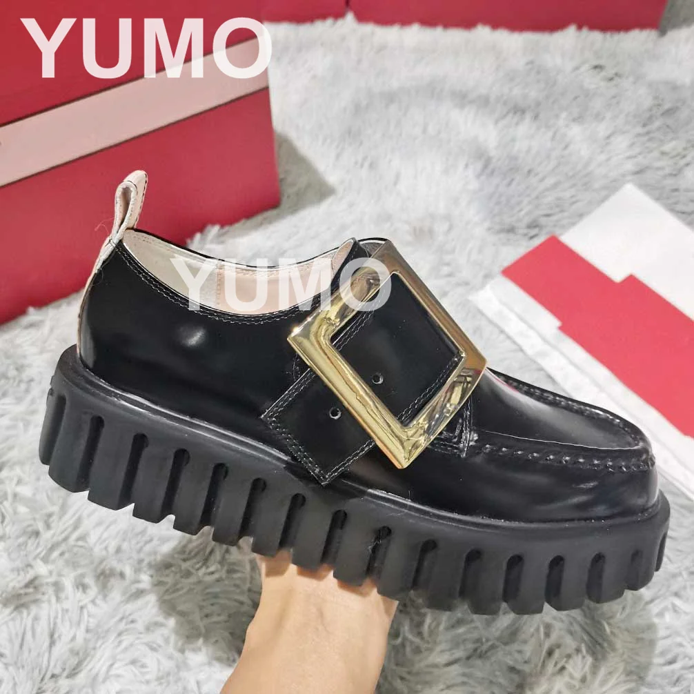 Women Spring Autumn Loafers Round Toe Genuine Leather Slip on Thick Soloe Single Shoes Square Buckle Decor Women Casual Flats
Women Spring Autumn Loafers Round Toe Genuine Leather Slip on Thick Soloe Single Shoes Square Buckle Decor Women Casual Flats
