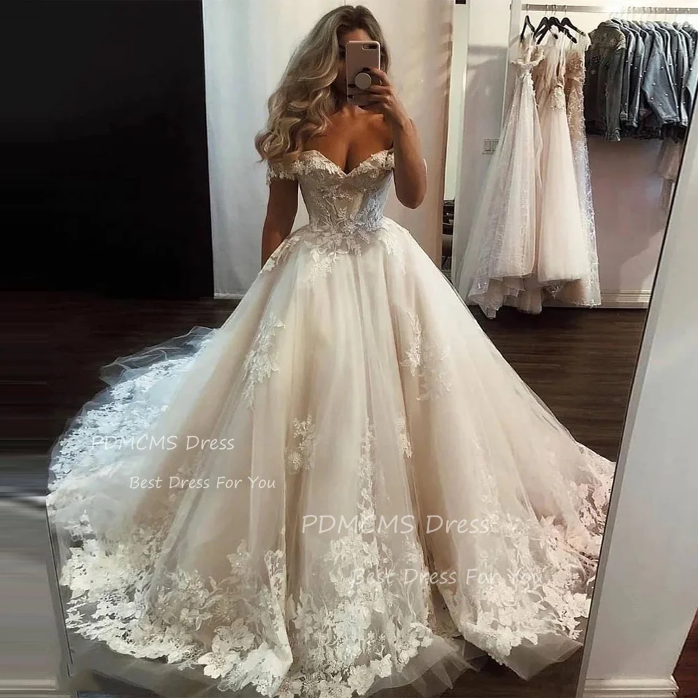 Charming Off the Shoulder Lace A Line Wedding Dresses for Women Ivory Bride Dress Applique Short Sleeve Corset Back Bridal Gowns
Charming Off the Shoulder Lace A Line Wedding Dresses for Women Ivory Bride Dress Applique Short Sleeve Corset Back Bridal Gowns