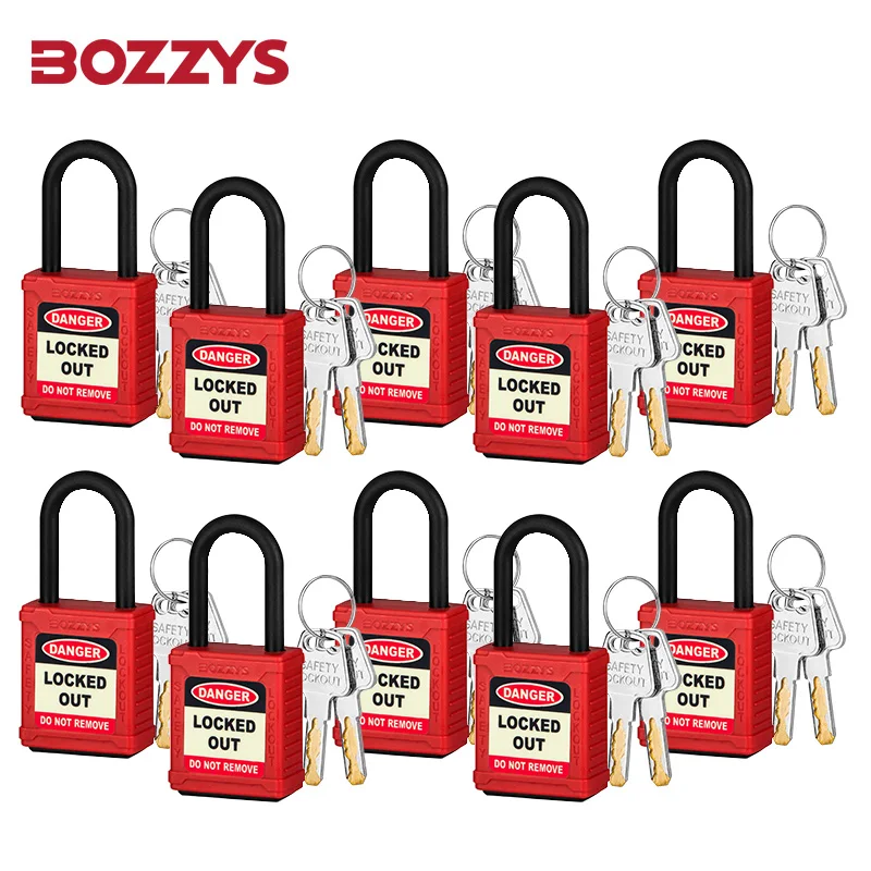 

10PCS 6.2*38MM Insulated Lock Shackle Loto Safety Padlock with Dust-proof Slider and Fluorescence Labeling BD-GP4620 Series