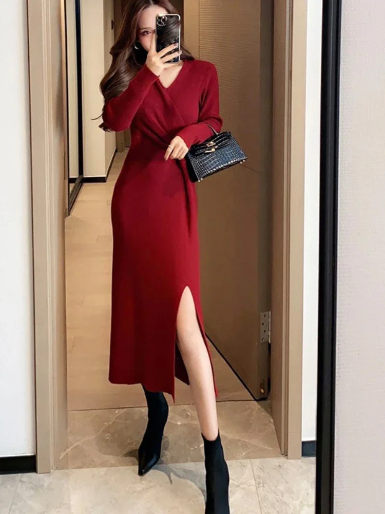 New Fashion Elegant Women's Dress French Niche Solid V-neck Long Sleeved Elegant Lace Up Vestido Party Dress for Women 2023
New Fashion Elegant Women's Dress French Niche Solid V-neck Long Sleeved Elegant Lace Up Vestido Party Dress for Women 2023