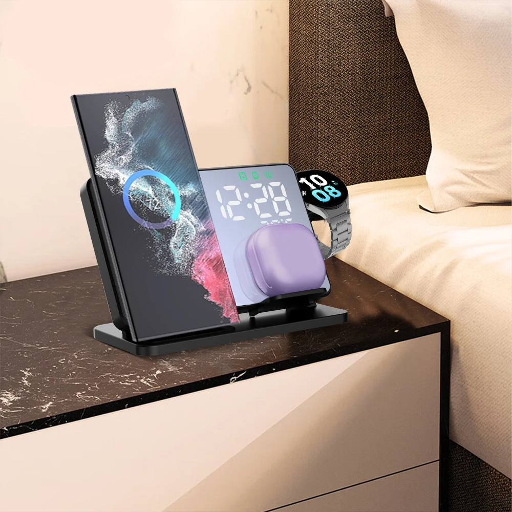3 in 1 Wireless Charger For Galaxy Watch 6 5 4 Fast Wireless Charging Station With Alarm Clock For Samsung Galaxy S23+/S22/S21
3 in 1 Wireless Charger For Galaxy Watch 6 5 4 Fast Wireless Charging Station With Alarm Clock For Samsung Galaxy S23+/S22/S21