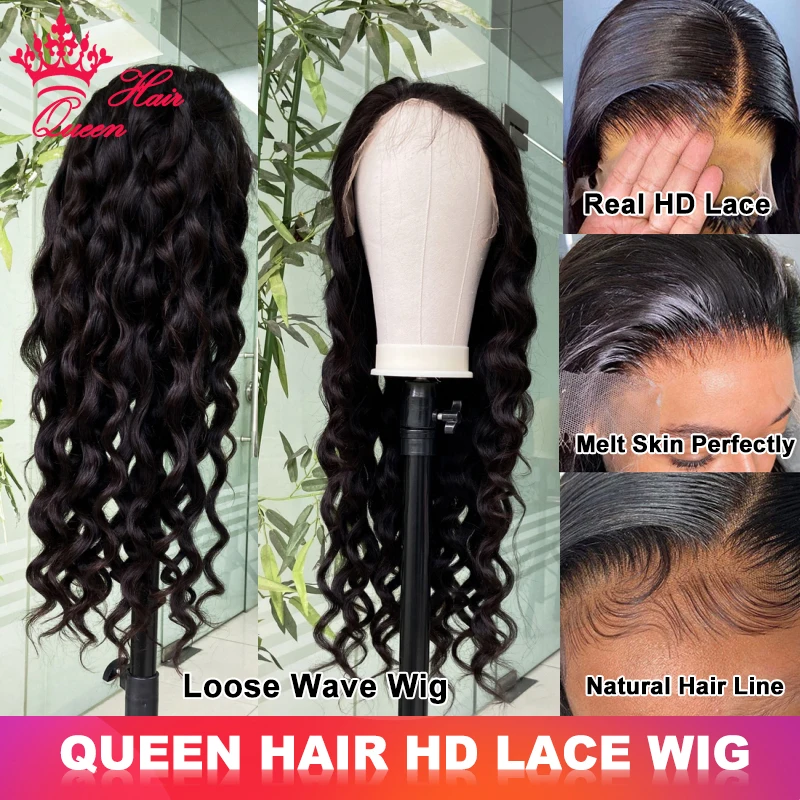 

Queen Hair Real HD 13x6 13x4 FULL FRONTAL Loose Wave Wig 5x5 6x6 7x7 HD Closure Pre Plucked HD Melt Skin Lace Wig Raw Human Hair