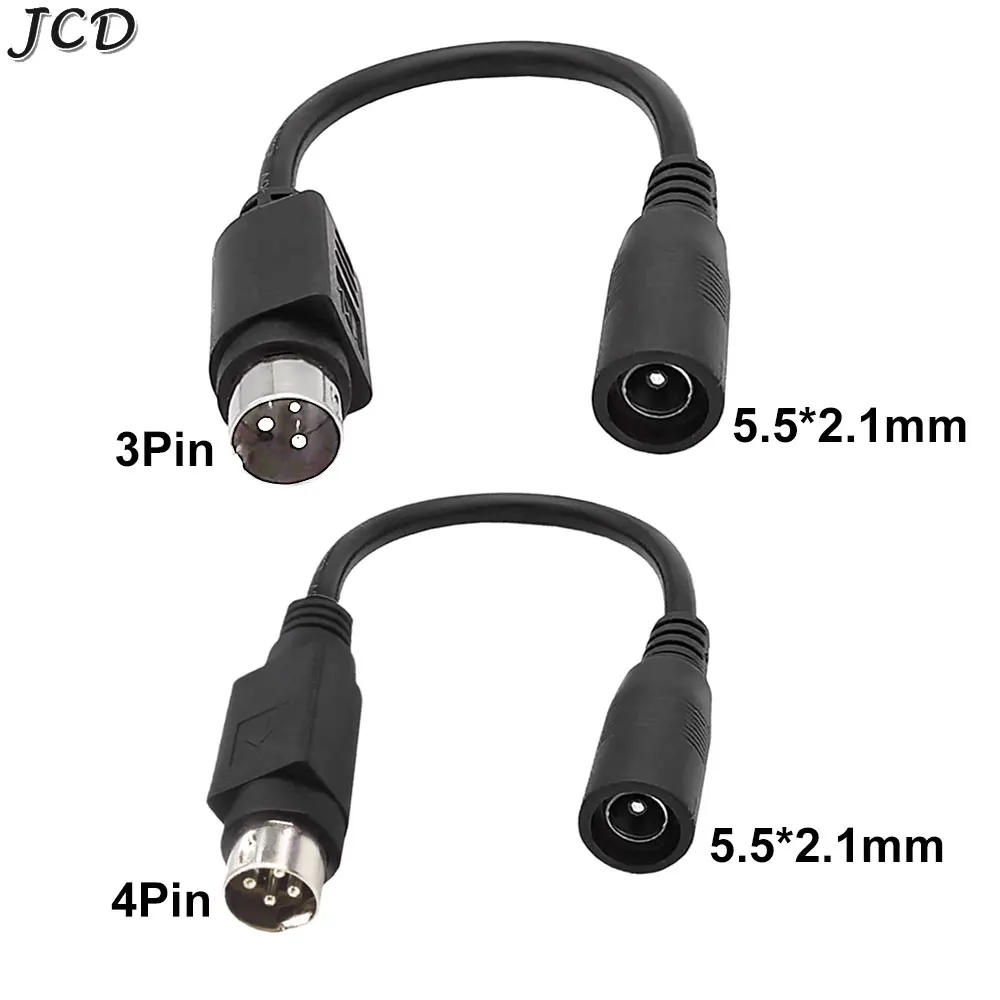 

JCD 15cm DC 5.5X2.1mm 5.5*2.5mm Female to Round Head 3Pin 4Pin Male Plug Printer Power Adapter Cable Connector Converter