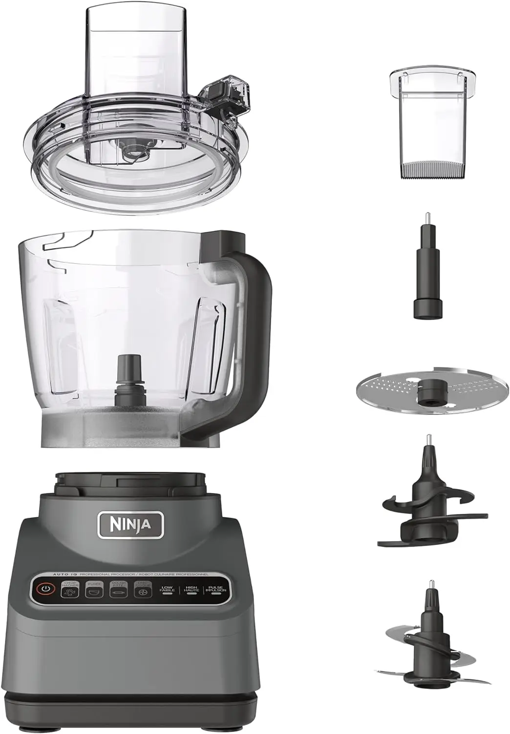 

Food Processor, 1000 Peak Watts, 4 Functions for Chopping, Slicing, Purees & Dough w/ 9-Cup Processor Bowl, 3 Blades USA