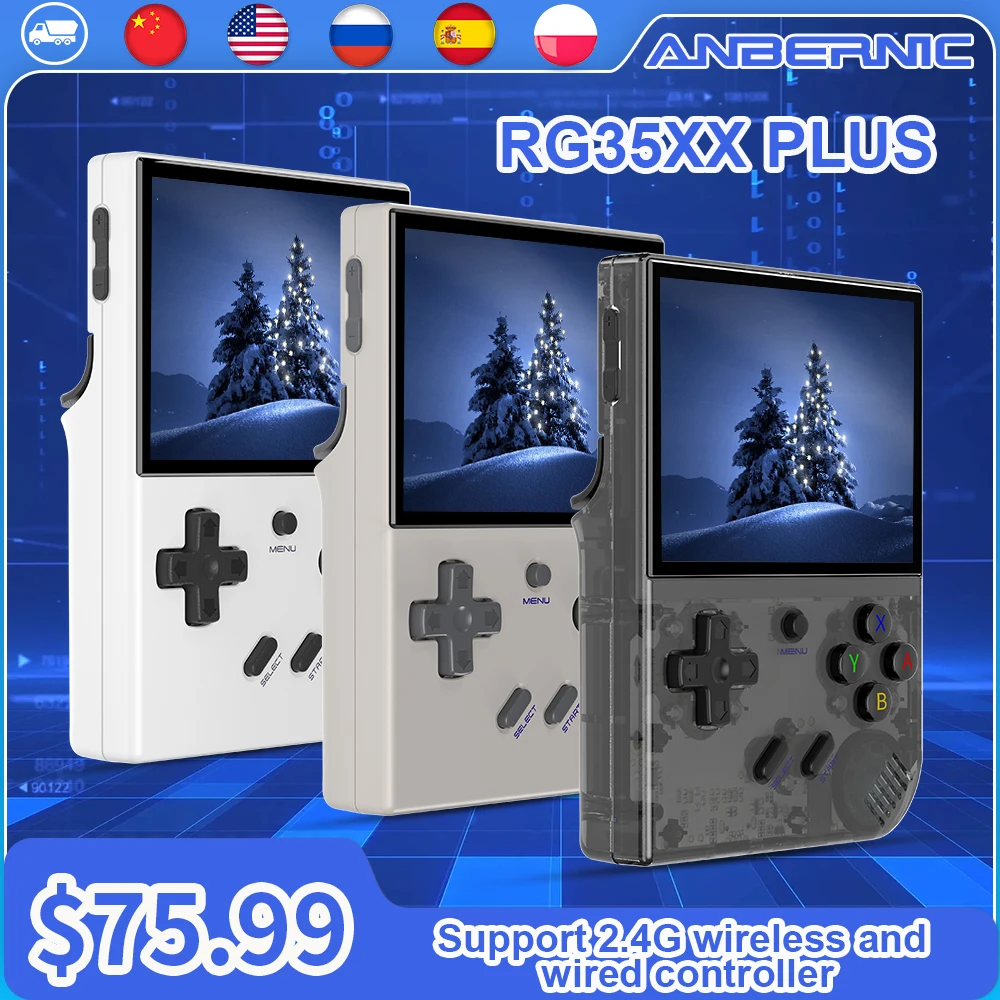 

ANBERNIC RG35XX Plus & RG35XX Retro Handheld Game Player 3.5" IPS Screen Linux Console 64GB 5000+ Classic Games Children's Gifts