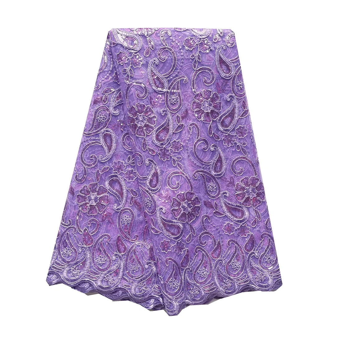 

New Arrivals 2024 African Sequin Lace Fabric 5 Yards High Quality Swiss Tulle Lace Fabrics Lilac Blue Nigeria French Lace Fabric