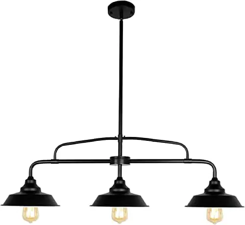 

Pendant Lighting Fixture, 3-Lights Modern Farmhouse Chandelier with Metal Island Lights for Kitchen for Dining Room Hallway Pool