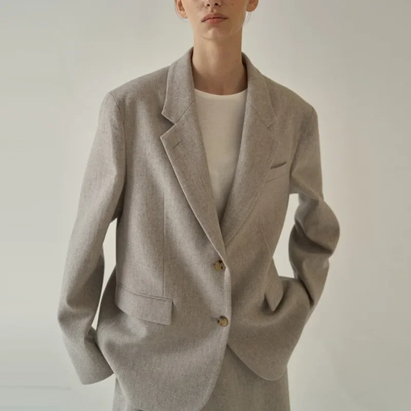 

F@CA*E PA*ERN 24ss Ladies Casual Fashion Splicing Wool Suit Female Loose Jackets Blazer Woman Streetwear Coats for Women
