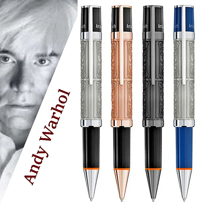 

MB Limited Edition Writers Andy Warhol Ballpoint Pen Unique Metal Reliefs Barrel Office School Writing Ball Pens High Quality