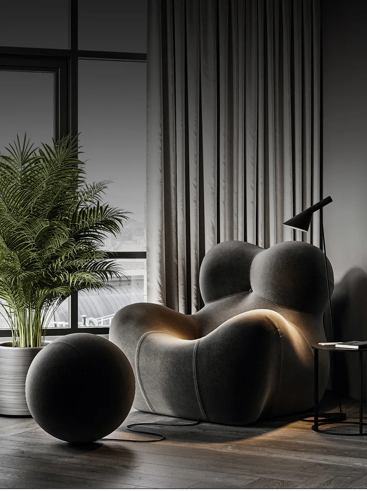 Single Sofa Chair Creative Designer Embroidery Ball Lazy Leisure Ins Chair Recliner Single Sofa Chair Creative Designer Embroidery Ball Lazy Leisure Ins Chair Recliner