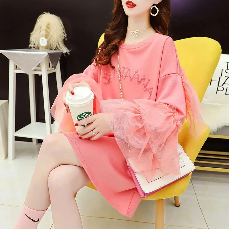 Spring Autumn Fashion Hoodie Streetwear Soft Mesh Ruffles Patchwork Sweatshirt Women Letter Splice Pink Hoodies Roupas Femininas
Spring Autumn Fashion Hoodie Streetwear Soft Mesh Ruffles Patchwork Sweatshirt Women Letter Splice Pink Hoodies Roupas Femininas