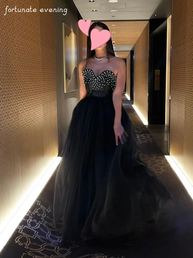 

Fortunate вечернее элегантное винтажное сексуальное черное ТРАПЕЦИЕВИДНОЕ ПЛАТЬЕ с кристаллами и бусинами индивидуальный пошив вечернее платье для выпускного вечера
