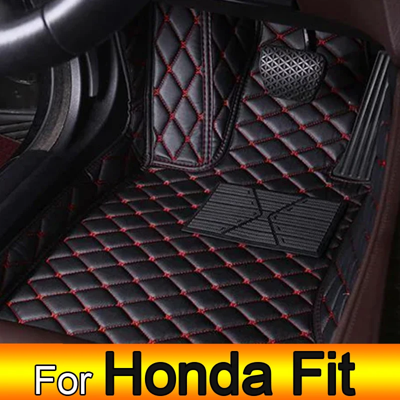 

Car Floor Mats For Honda Fit Jazz GK3 4 5 6 7 2014~2020 Carpet Mat Luxury Leather Rug Interior Parts Car Accessories GH7 GP5 6