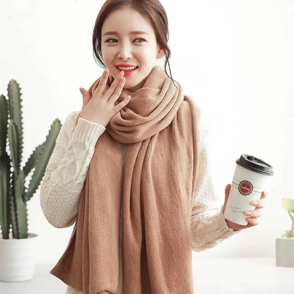 

Warm Trendy Thickened Imitation Cashmere Male Female Wraps Women Winter Scarves Knitted Shawls Korean Long Shawls