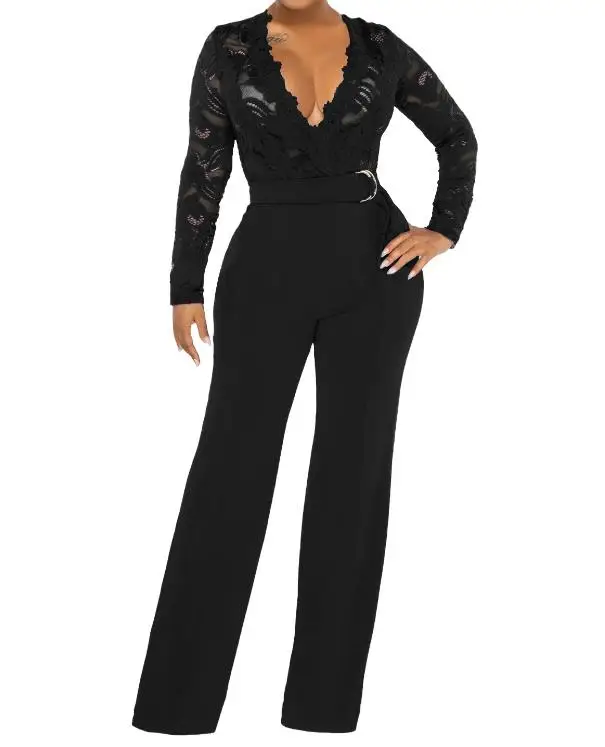 Jumpsuit Women 2023 Summer New Fashion Sexy Casual Fit V-Neck Lace Perspective Long Jumpsuits Elegant Commuting Y2K Clothing
Jumpsuit Women 2023 Summer New Fashion Sexy Casual Fit V-Neck Lace Perspective Long Jumpsuits Elegant Commuting Y2K Clothing
