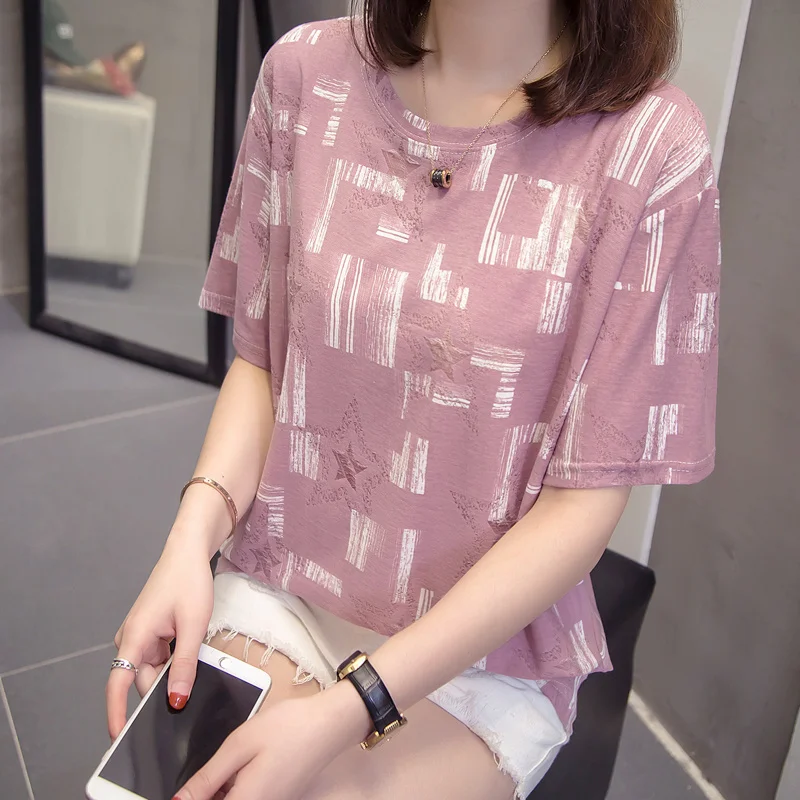 L-4XL Large Size Lace Hole Tshirts Women Summer Stripe Casual Loose Short Sleeve O-neck Basic Tees Tops Oversize Female Clothing
L-4XL Large Size Lace Hole Tshirts Women Summer Stripe Casual Loose Short Sleeve O-neck Basic Tees Tops Oversize Female Clothing