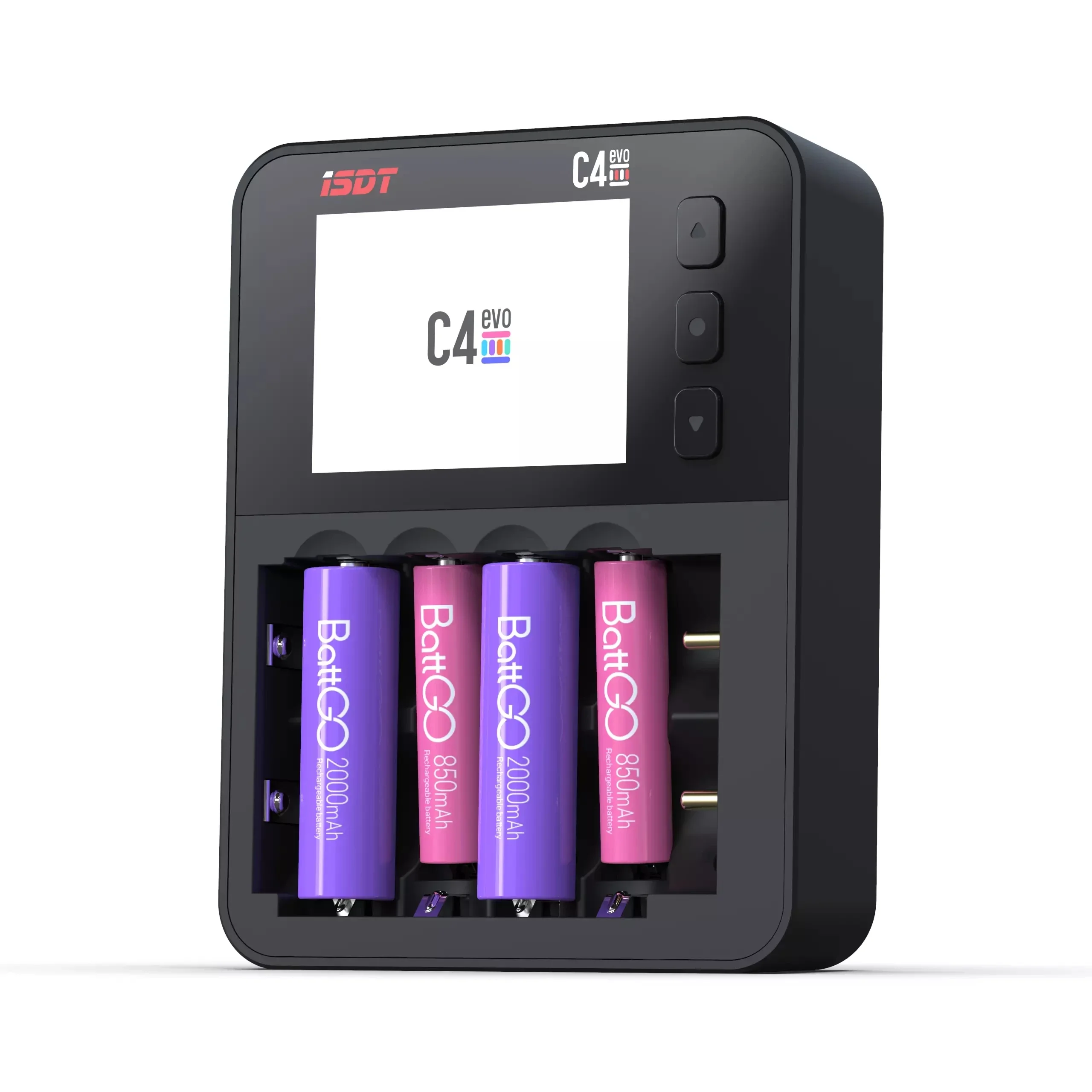 

ISDT C4 EVO Smart Battery Charger with Type-C QC3.0 Output AA AAA 18650 26700 Li-ion with IPS Display Screen Fire Prevention