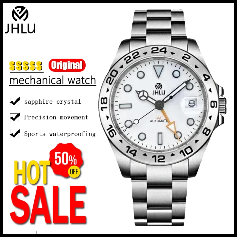 

GMT Watch for Pagani Design Mens Automatic Mechanical Watch 42mm Sapphire Stainless Steel Waterproof Watch Reloj Hombre New JHLU
