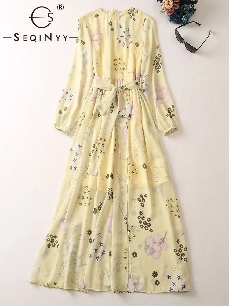 SEQINYY Chiffon Dress Summer Spring New Fashion Design Women Runway High Street Vintage Flowers Print Yellow Midi Casual Belt
SEQINYY Chiffon Dress Summer Spring New Fashion Design Women Runway High Street Vintage Flowers Print Yellow Midi Casual Belt